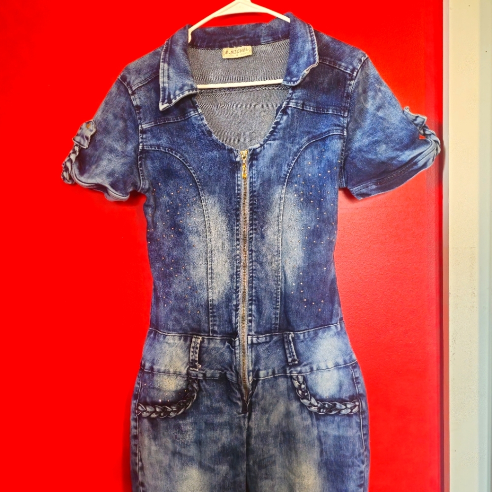 M. Michel Denim Zip-Up Jumpsuit